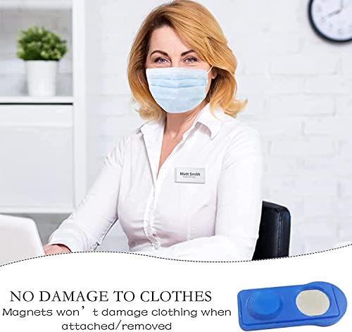 15 Stück Namensschilder FüR Kleidung Magnete, Namensschilder mit Starkem Magnet Namensschild Magnetisch Transparent Silber, Karteneinsatz Montiert Wiederverwendbar Und Stilvolle Namensschild