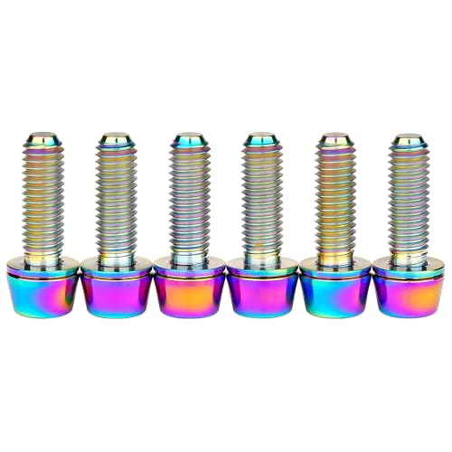 Image of Titanium Ti Allen Hex M5x16 18mm Tapered Head Bolt with Washer Screw for Bicycle Stem Parts Pack of 6 (Ranibow, M5x16mm)