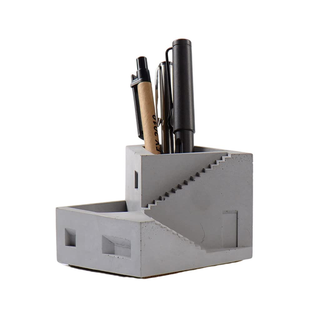 Concrete Desk Pen Holder,Cement Pen and Pencil Cups,Desktop Pen & Pencil Office Supply Storage Cups