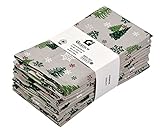 Gratico Dinner Cloth Napkins Set of 12 Green Xmas Tree Print Napkins 20x20 Inches, Premium Soft Cotton Hotel Quality, Reusable & Washable Dinner Table Napkins with Mitered Corner for Home & Christmas