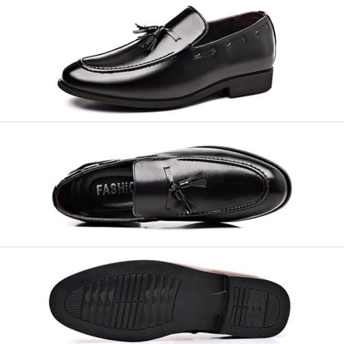 Men's Vintage Leather Tassel Oxford Loafers,Fashion Pointed-Toe Slip-on Tuxedo Dress Shoes,Casual Non-Slip Business Formal Work Shoes2