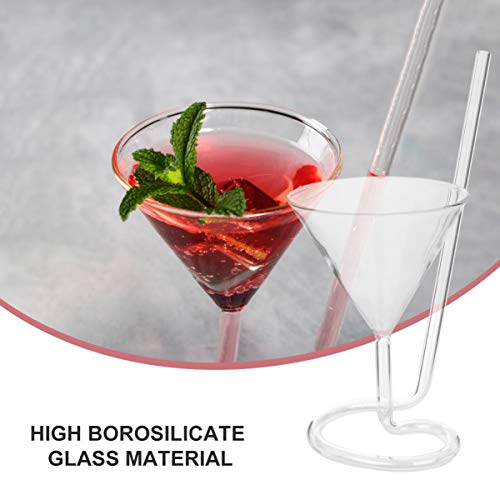 Cabilock Wine Glass Spiral Cocktail Glass Red Wine Glass Clear Juice Cup Goblet With Drinking Tube Straw ( Transparent ) #TOP2