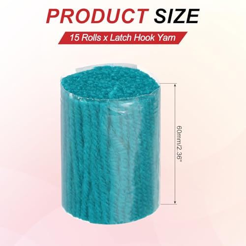 Image of MECCANIXITY 15 Rolls Latch Hook Yarn, 3mm Lake Blue Latch Hook Kit Yarn Precut Hook Rugs Making Crochet Bundles for Rug Adults Beginners Tapestry DIY Craft
