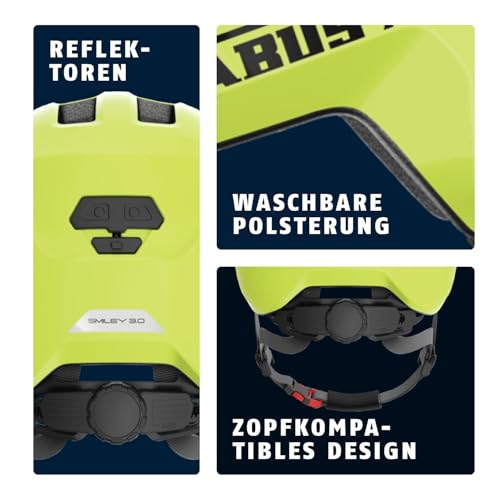 ABUS Kinderhelm Smiley 3.0 - Fahrradhelm mit tiefer Passform, kindergerechten Designs & Platz für einen Zopf - für Mädchen und Jungs - Gelb… – Ansicht 5