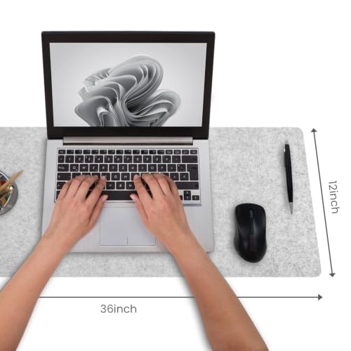 Image of DAWNTREES Felt Desk Pad, Large Felt Mouse Pad and Keyboard Mat, 36 inch x 12 inch