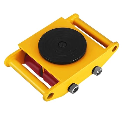 Nisorpa 6T - Patín de maquinaria industrial para mudanza de maquinaria de 13 libras, 4 rodillos con tapa de rotación de 360°, color amarillo