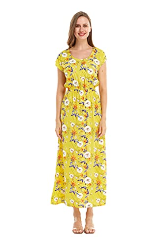 Image of Hawaii Hangover Women's Hawaiian Cap Sleeve Maxi Dress Signature Prints