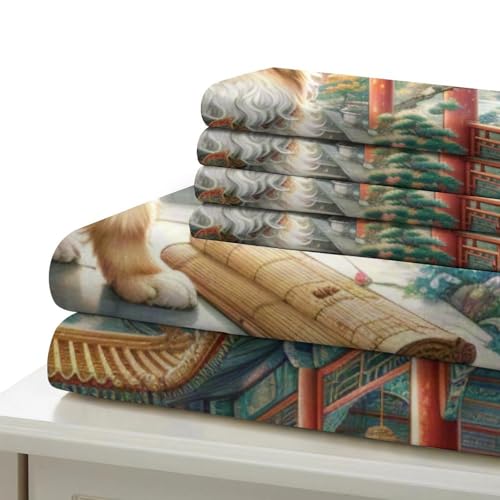 Housse de couette Pékinois 3D microfibre douce lit 2 personnes 220x240cm