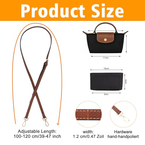 Image of 2Sets Shoulder Strap for Longchamp Bag Women, Purse Organizer, No-Punch Length Adjustable Leather Replacement Strap