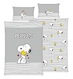 Wild South Shop Peanuts Bettwäsche Snoopy 40x60 + 100x135 cm, 100% Baumwolle, Renforcé mit Reißverschluss