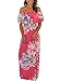 Happy Sailed Women Floral Print Off Shoulder Maxi Dresses, Medium Rosy