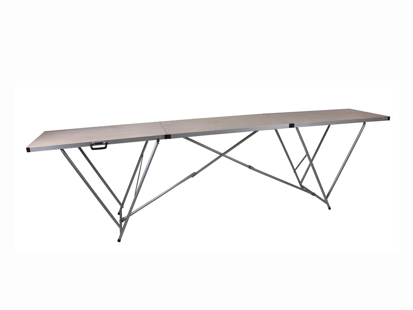 ASKON Tapeziertisch Profi Tapezierarbeiten, Picknick, Catering, Flohmarkt - Leichte, robuste Konstruktion mit Aluminiumrahmen - Sperrholzplatte, Stärke 4,5 mm und Skalenmarkierung, 305 x 60 x 86 cm
