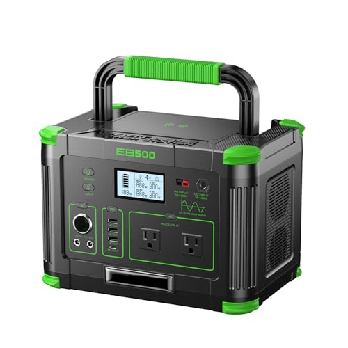 500W Portable Power Station, 519.48Wh Outdoor Solar Generator Backup Battery Pack with 2 110V AC Outlets, 500W (Peak 1000W) 10-Port Powerhouse for RV/Van Camping Fishing Climbing Road Home Emergency