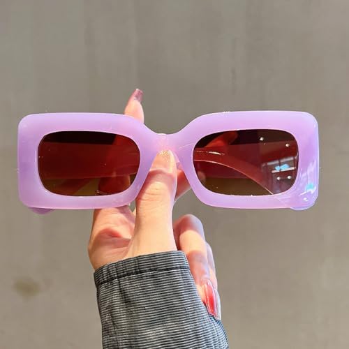 Lunettes de soleil légères carrées rose violet pour masquer la fatigue