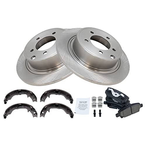 Image of TRQ Rear Brake Pad & Rotor Kit Compatible with 2017 Jeep Patriot Compass 2013 Chrysler 200