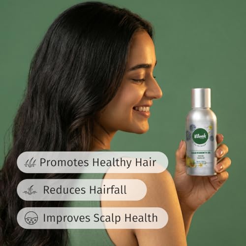 Image of Vilvah Hair Regrowth Oil | Reduces Hair Fall & Boosts Regrowth | With Pumpkin Seed, Kalonji, Castor Oil & Vitamin E | Strengthens Roots & Improves Scalp Health | Unisex | 100ml