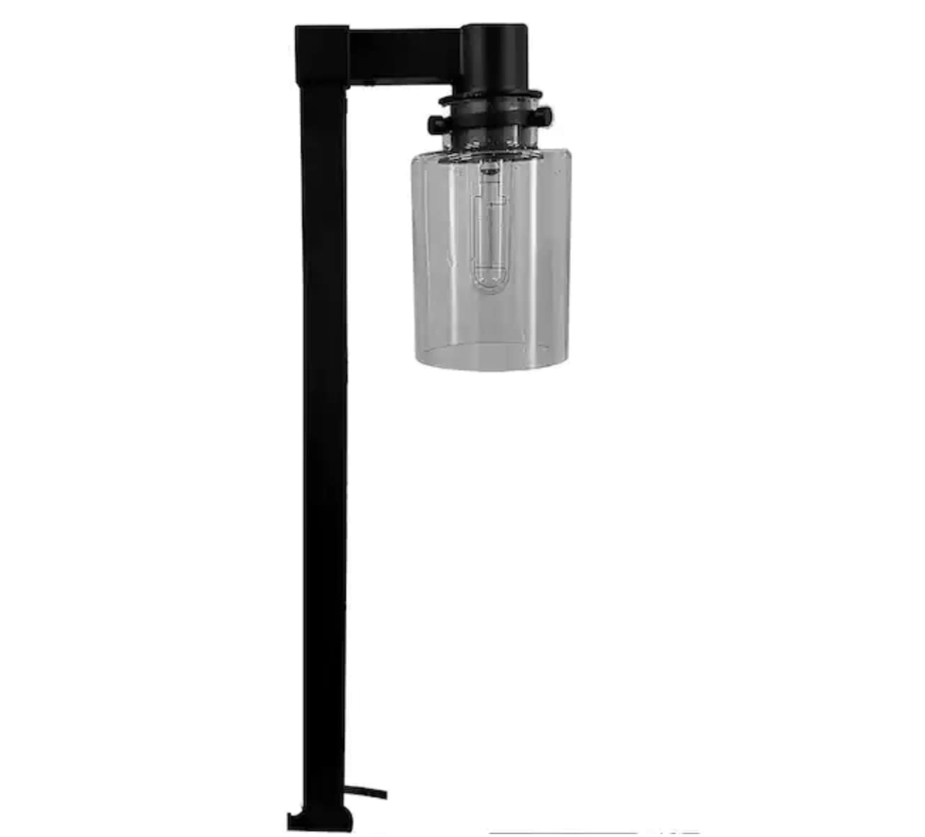 Photo 1 of Low Voltage Black Integrated LED Path Light with Seeded Glass and Classic Style Bulb