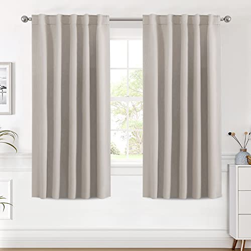 Image of H.VERSAILTEX Blackout Curtains Thermal Insulated Window Treatment Panels Room Darkening Blackout Drapes for Living Room Back Tab /Rod Pocket Bedroom Draperies (2 Panels, Stone, 42 x 63 Inch)