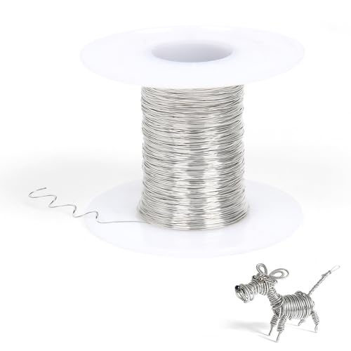 50 Metros de Alambre de Acero Inoxidable para Manualidades | calibre 28, 0,3 mm de grosor | Alambre de Escultura de Acero Inoxidable | Alambre de Metal Flexible para La Fabricación
