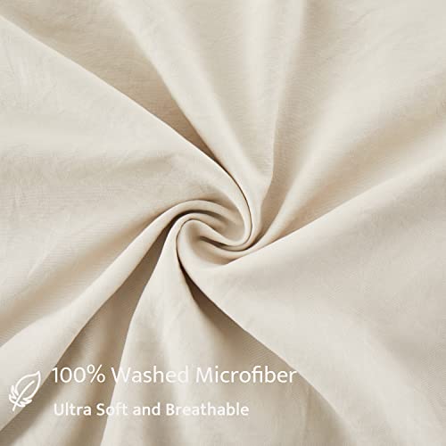 Beige Duvet Cover King Size - Ruffle King Duvet Cover Set, 5 Pieces Textured Duvet Covers Vintage Bedding Set With Zipper Closure, 1 Duvet Cover And 4 Pillowcases #TOP3