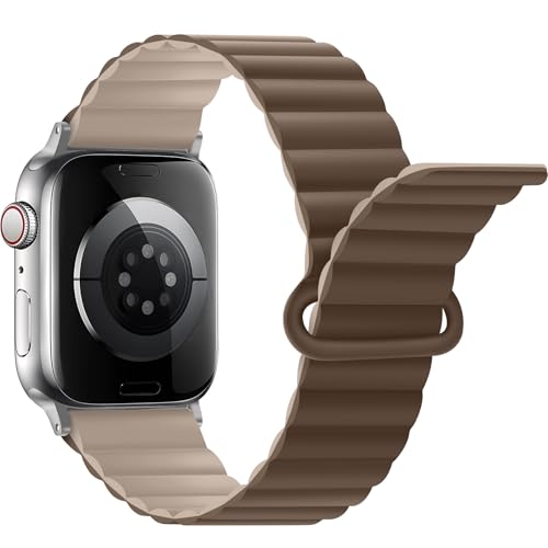 Bracelet magnétique Anlinser pour Apple Watch 49/46/45mm marron et kaki