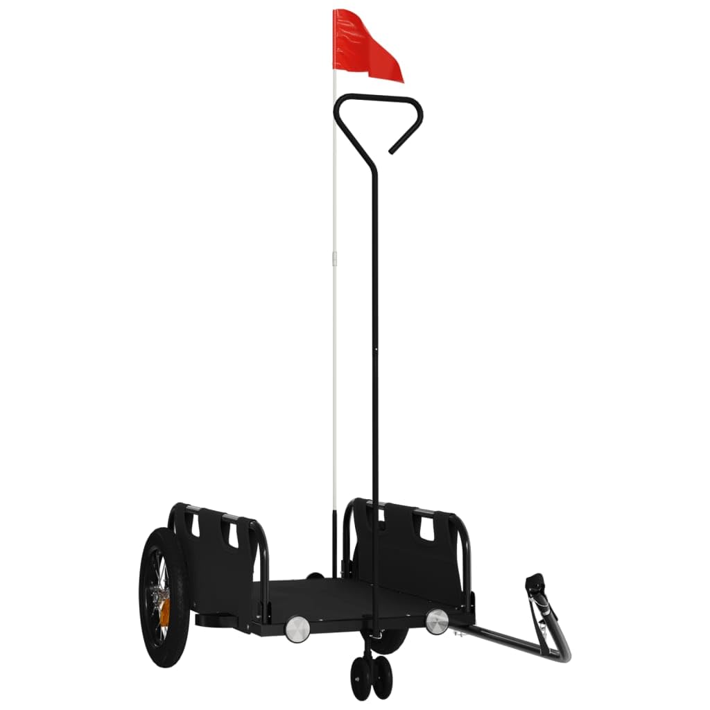 Willood Fahrradanhänger Lastenanhänger Fahrrad Transportanhänger Anhänger Schwarz Oxford-Gewebe und Eisen 123 x 52.5 x 33 cm