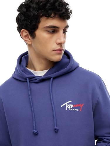 Tommy Jeans Herren Hoodie Entry Sign mit Bauchtasche, Violett (Blue Storm), XXXL – Ansicht 3