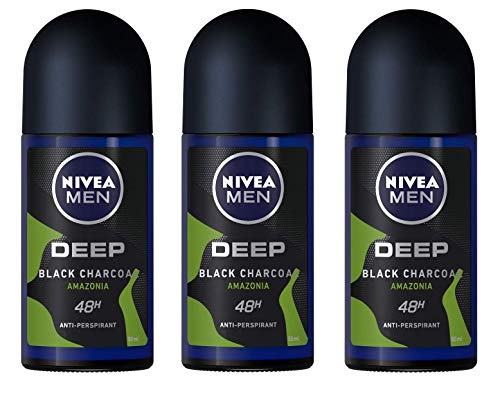 (Pack of 3 Bottles) Nivea for Men Deep Amazonia Anti-perspirant Deodorant Roll On (Pack of 3 Bottles, 1.7oz / 50ml Each Bottle)