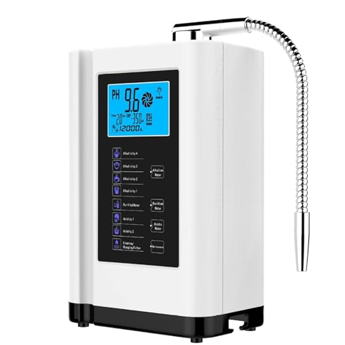 Alkalischer Wasserionisierer, PH 3-10,5 alkalisches, saures Wassergerät, bis zu -500 mV ORP, 8000 Liter pro Filter, 7 Wassereinstellungen, intelligente Sprachsteuerung,White