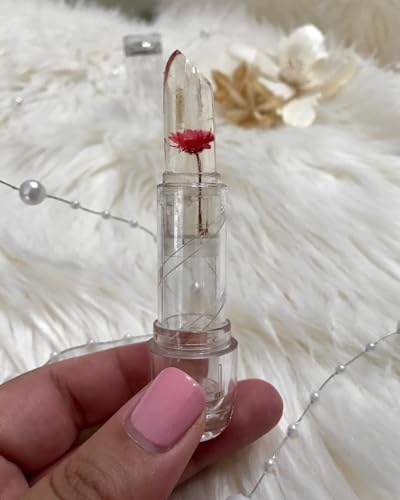 Image of Flower LipGloss Transfer-Proof Matte Lipstick Set, Waterproof, Long Lasting, Pink Shade, Transparent Smooth, Non-Stick, Professional- Pack Of 1Pc