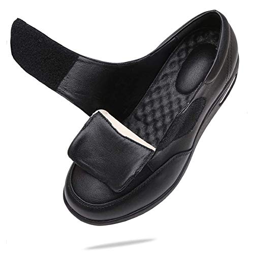 Memory Foam Air Cushion Elderly Shoes Edema Shoes, for Grandma Grandpa Elderly Walking Shoes, for Diabetic Arthritis Swollen Footwear,Black-362