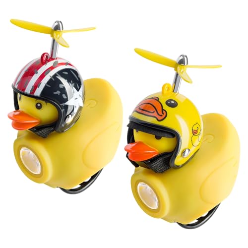 Miratic Timbre Bicicleta y Luz Bicicleta Pato con Casco LED 130 LM Bocina 80 dB Recargable USB-C Seguridad Divertida para Niños - Color Enviado al Azar