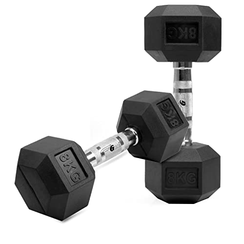 Image of Gee Rubber Coated Excercise Fixed Hex Dumbells 2.5kg (Pack Of 2 Pcs)