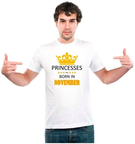 UDNAGUnisex Round Neck Graphic 'Birthday | Princesses are Born in November' Polyester T-Shirt White [Size 2YrsOld/22in to 7XL/56in]