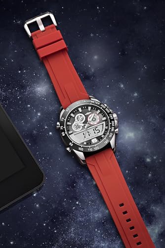 Image of V2A Men's Multifunction Analog-Digital Sports Watch - Dual Display, Quartz Movement, Zinc Alloy Case, Stopwatch, Alarm, 30M Water Resistant, Silicone Strap, Tachymeter Bezel