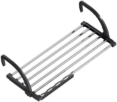 Portable Folding Clothes Drying Rack, Metal Over Door & Window Mount, Indoor/Outdoor Airer Hanger for Efficient Clothes Drying (31x14in, 80x35cm)