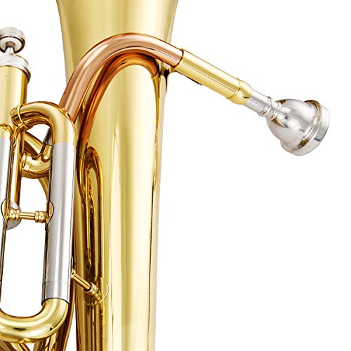 Eastar Marching Bb Baritone Horn Intermediate Gold Lacquer B Flat with Tuner Hard Case Baritone Mouthpiece Gloves Valve Oil Baritone Cleaning Kit, EBT-400
