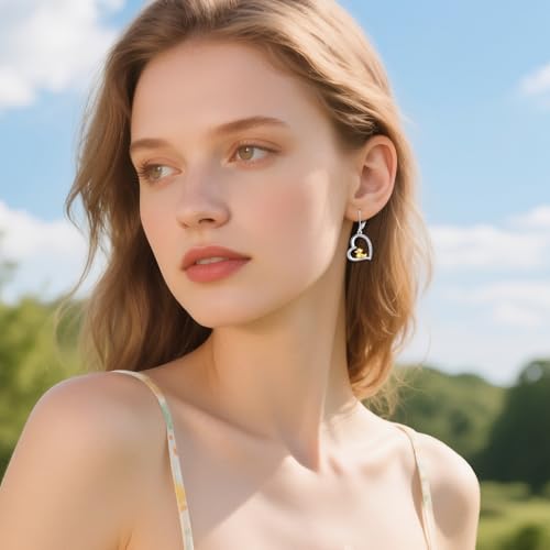 Capybara/Seal/Duck/Ladybug/Chicken/Unicorn Earrings for Women Sterling Silver Heart Leverback Earrings Animal Jewelry Gift2