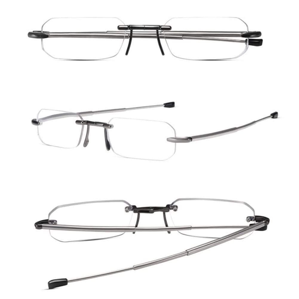 Faltbare Randlose Lesebrille Mit Mini-Etui, Tragbare Kompakte Lesebrille Mit Blaulichtfilter Für Männer/Frauen/a/1.5