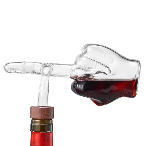 Image of Italian Wine Aerator Decanter, Aerator Pourer, Red & White In Bottle Aerators, Makes Your Wines Taste Better, Italian Design Decanter, Whiskey & Spirits Gifts, 2x5 inch Areadivino Aerator Clear - Finger
