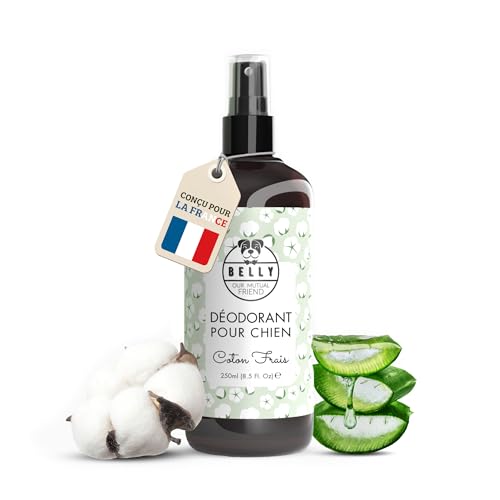 Belly® Déodorant pour Chien -250ml- Hypoallergénique, pH Équilibré, Neutralise les Mauvaises Odeurs - Arôme de Coton Frais - Parfum Chien Longue Durée