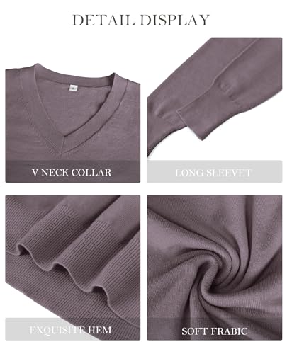 Image of Women's Spring Sweaters 2026 Casual Long Sleeve Pullover V Neck Lightweight Sweatshirts Cute Blouse Tops