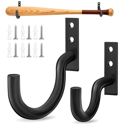 Heavy Baseball Bat Display Wall Mount, Metal Horizontal Baseball Bat Holder, Rust Proof Design for Signed Bats & Autographed Collections, Industrial Style Sports Memorabilia Display (Sturdy Metal)