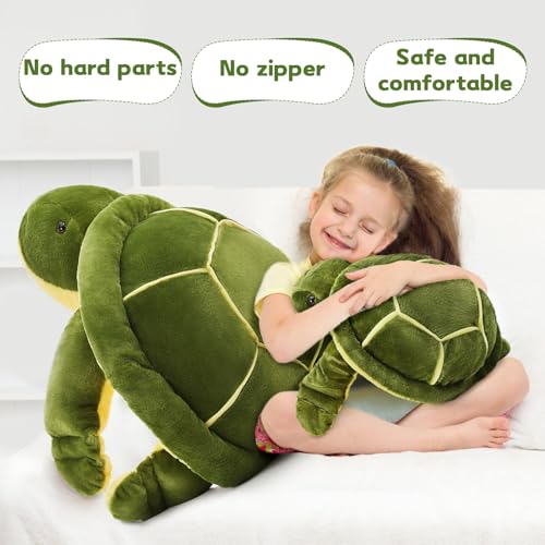 Image of MorisMos 18 inch Turtle Stuffed Animal, Fluffy Stuffed Turtle Plush Pillow Toy, Soft Sea Turtle Stuffed Animal Plush, Gift for Kids, Boys, Girls Birthday Chrismas, Green