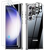 Temdan Designed for Samsung Galaxy S23 Ultra Case Clear, [Non-Yellowing] with 2 Pack [Soft Screen Pr