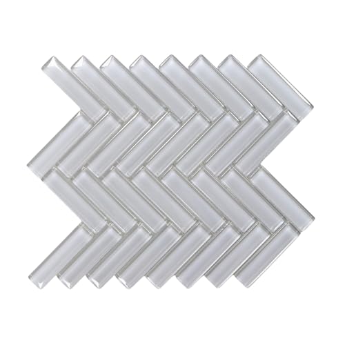 Tenedos 1x4 Herringbone Grey Glass Mosaic Tile – Box of