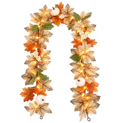 2pcs Harvest Fall Garland with Lights, Thanksgiving Decorations Fall Decor - image 3