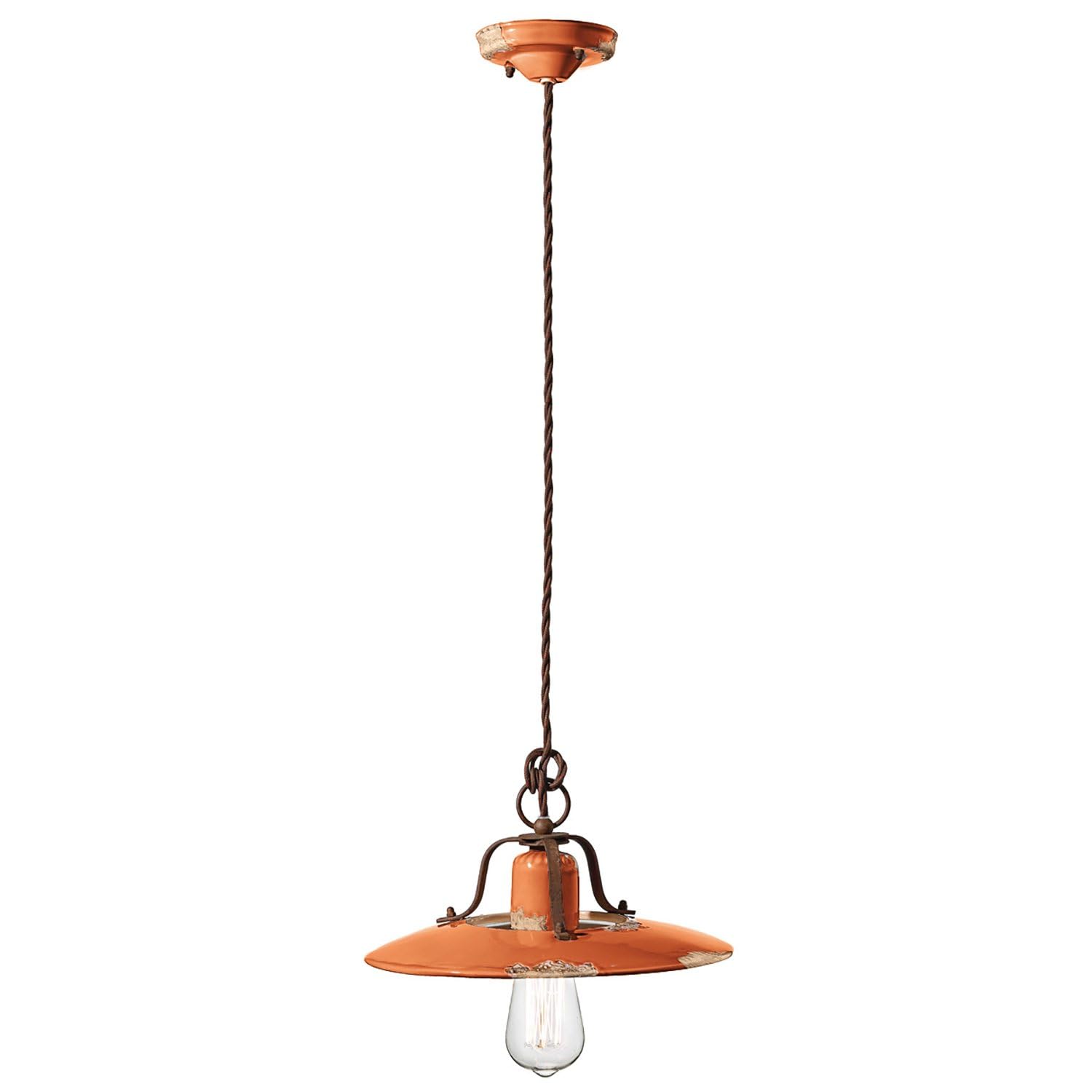 Lámpara colgante D.30 C1442 Country 1 luz acabado vintage naranja Ferroluce