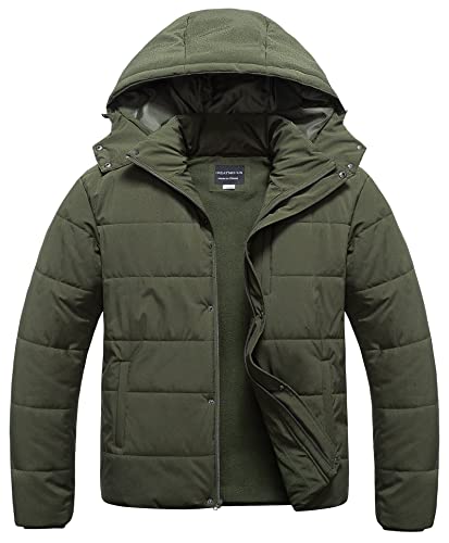 CREATMO US Men's Big and Tall Winter Puffer Jacket Waterproof Bubble Coat Puffy Ski Parka With Hood
