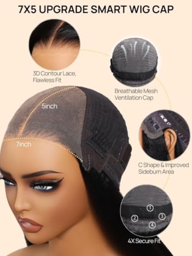 Image of Beauty Forever Bye Bye Knots Balayage Brown Highlight Body Wave Glueless Wig Human Hair Pre Plucked Pre Cut 7x5 Lace Closure Wear and Go Drawstring Wig 150% Density 16 Inch